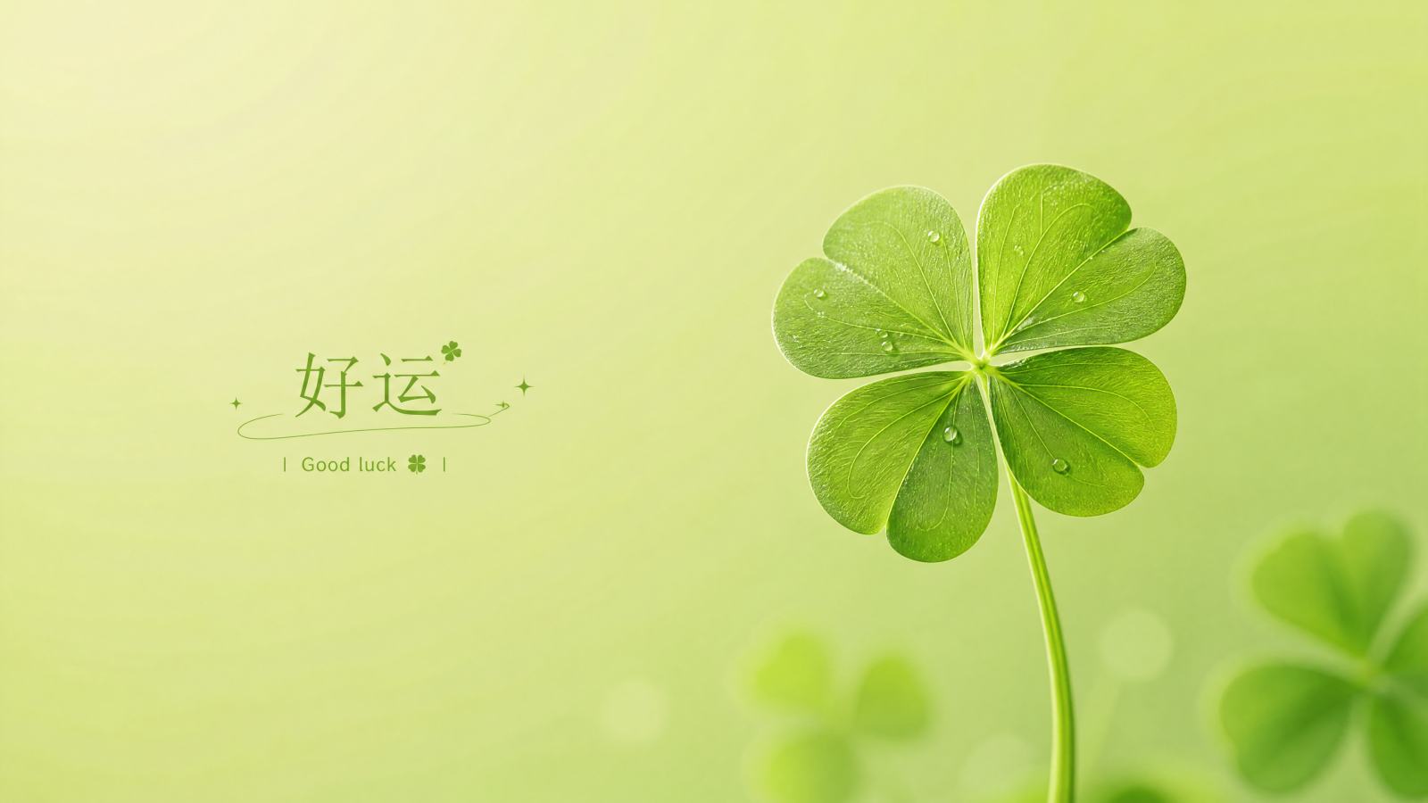 好运 四叶草 护眼 带鱼屏 壁纸 绿色 简约 简单背景 2K壁纸