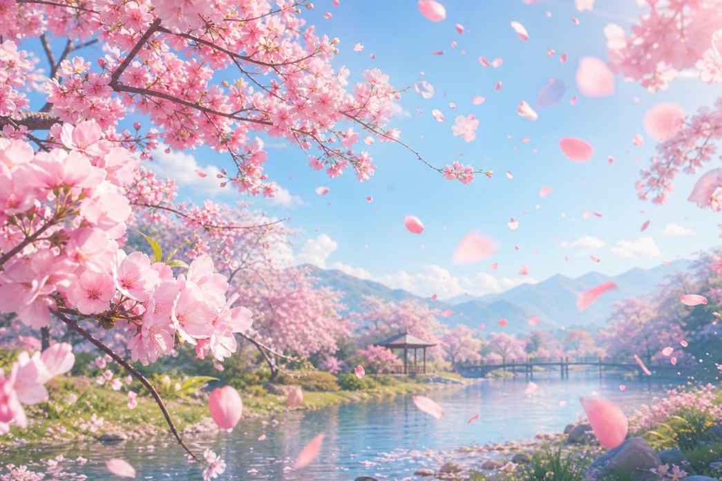春日花与风 花瓣随风飞舞 动态感 浪漫春日 4K壁纸