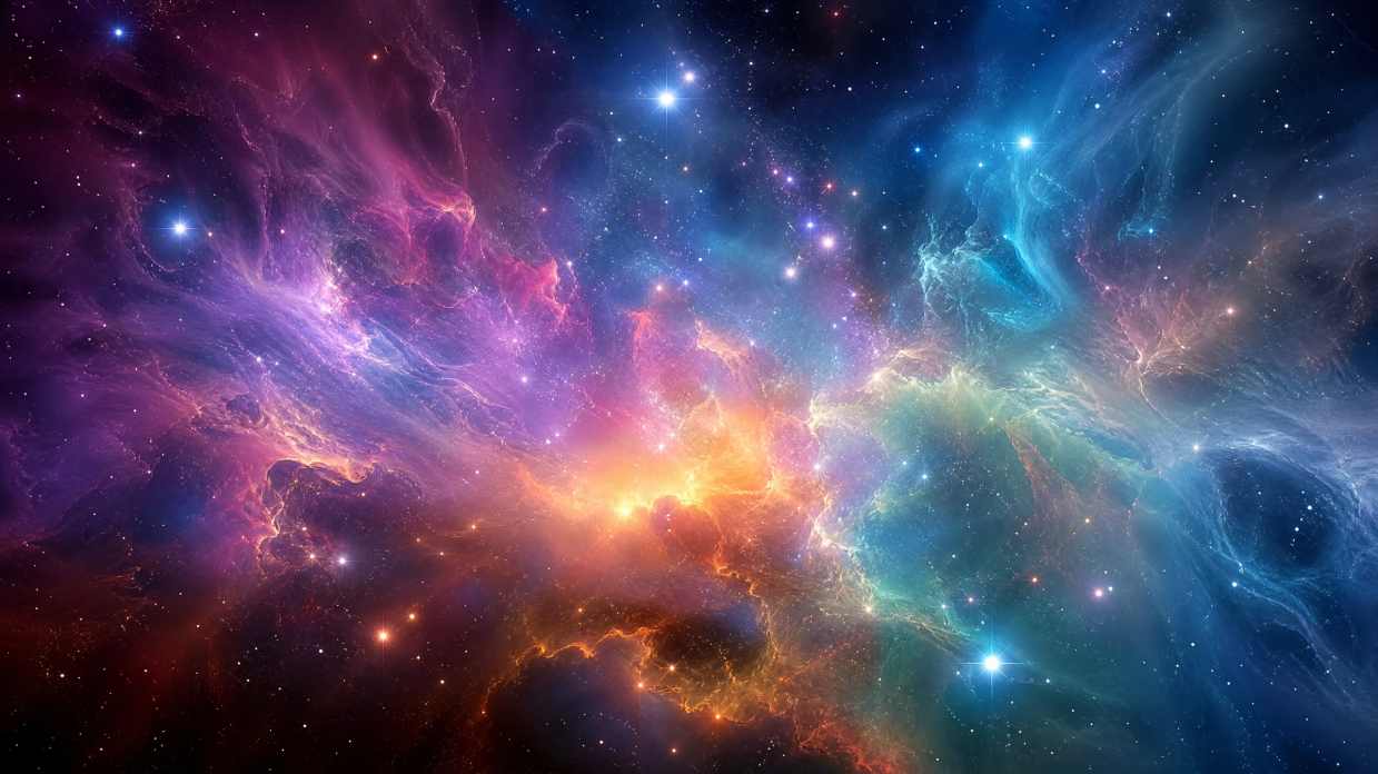 宇宙星云，五彩气体，明亮恒星，深邃太空，抽象，高分辨率